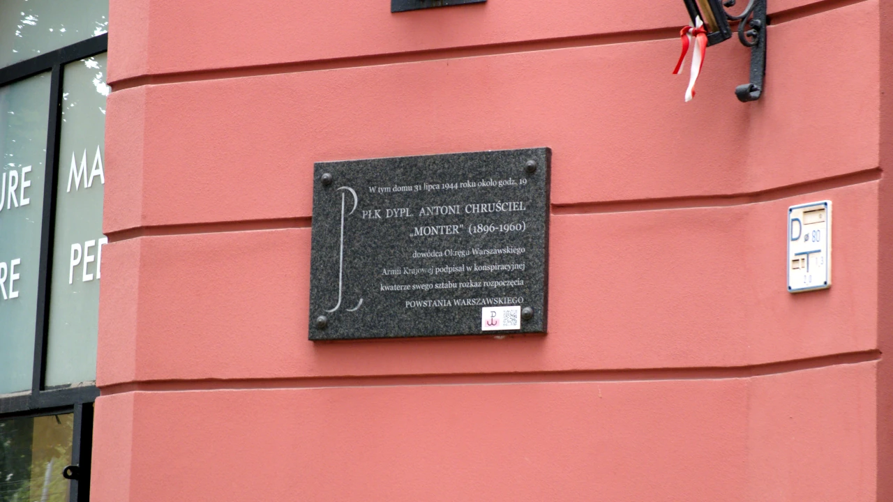 Zbliżenie tablicy poświęconej Antoniemu Chruścielowi.